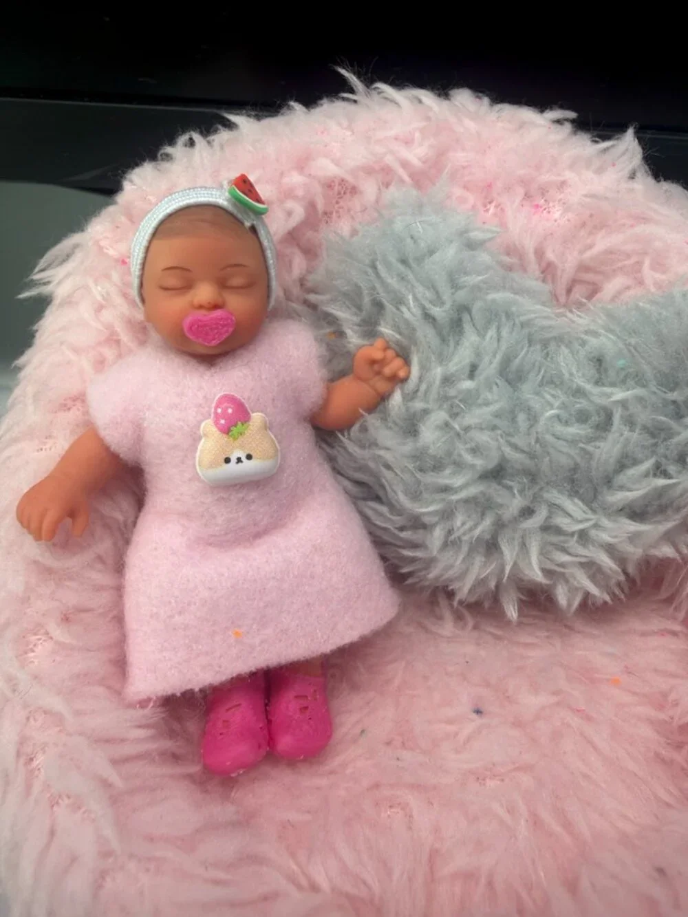 Plush Nightgown + Headband | 2.5 Inch Baby Doll Clothes |Soft Fuzzy Pajama Dress